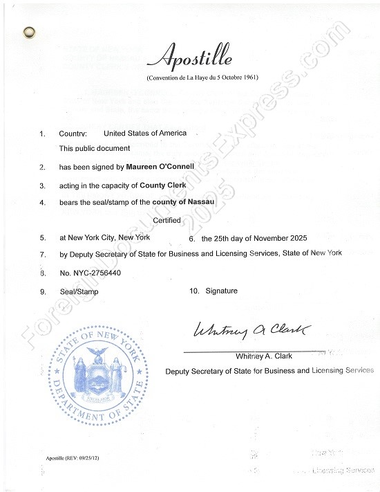 New York apostille Hague apostille from New York
